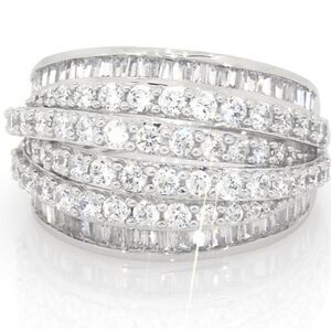 14K White Gold 2+ ct tw Diamond Round/Baguette Ring